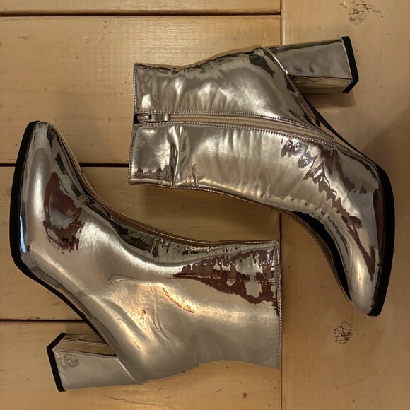 Silver Metallic Ankle Boots - Picture 4 of 4